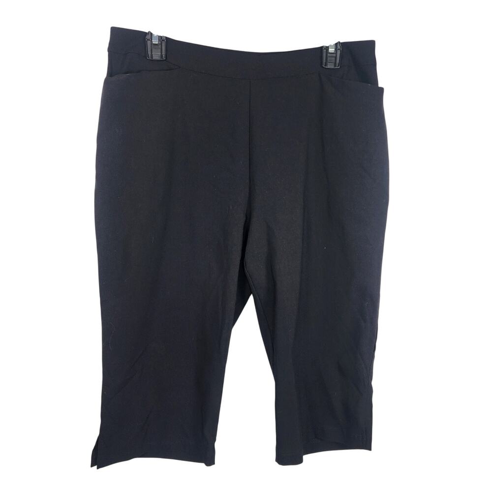 Susan Graver Womens Ultra Stretch Pull On Pedal Pushers Pockets Medium Black